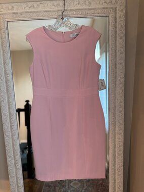 Blush Pink Sheath Dress Petite 10P Sleeveless Career Wedding Guest